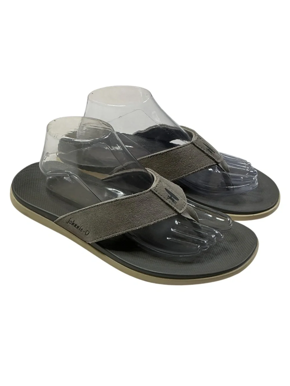 Johnnie-O Dockside Leather Flip Flop Sandals Gray Men's US 9 Suede